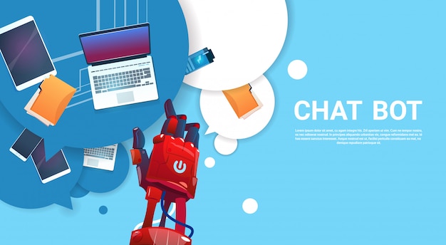Chat Bot Robot Asistencia virtual de sitio web o aplicaciones móviles, concepto de inteligencia artificial