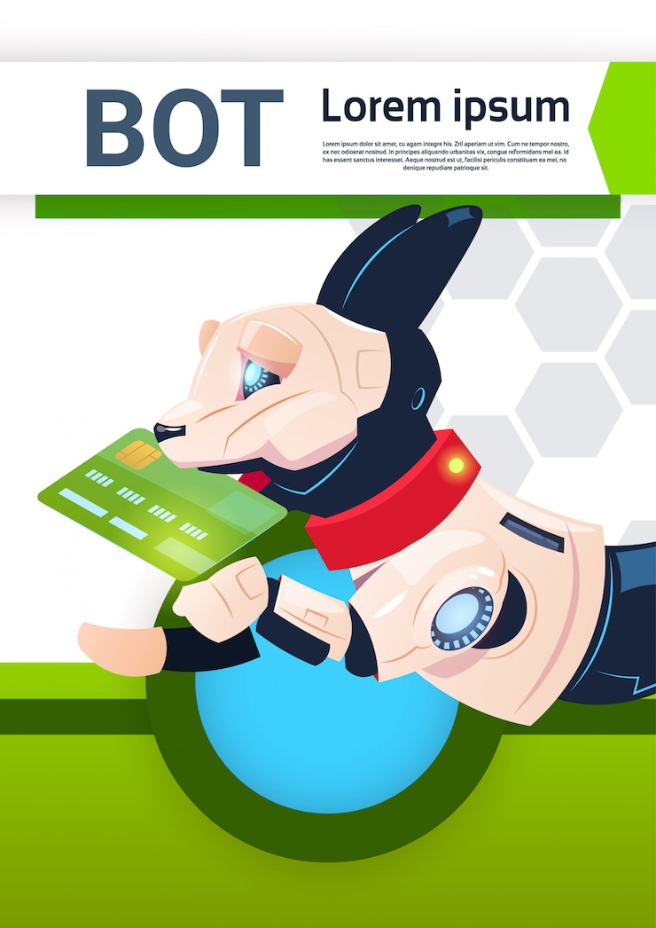 Vector chat bot robot asistencia virtual de sitio web o aplicaciones móviles, concepto de inteligencia artificial