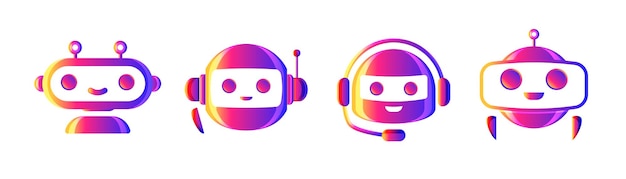 Chat bot robot vector conjunto estilo colorido