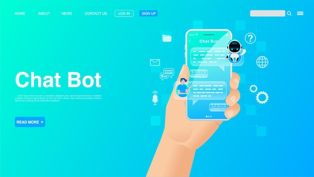 Chat Bot Tecnología y Centro de ayuda en línea Concepto Vector EPS 10