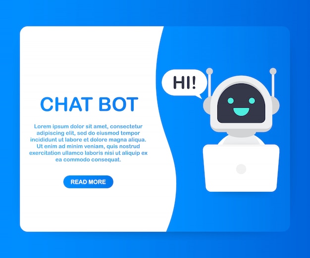 Chat bot usando una computadora portátil, asistencia virtual de robot del sitio web o aplicaciones móviles. servicio de soporte de voz bot. soporte en línea bot. .