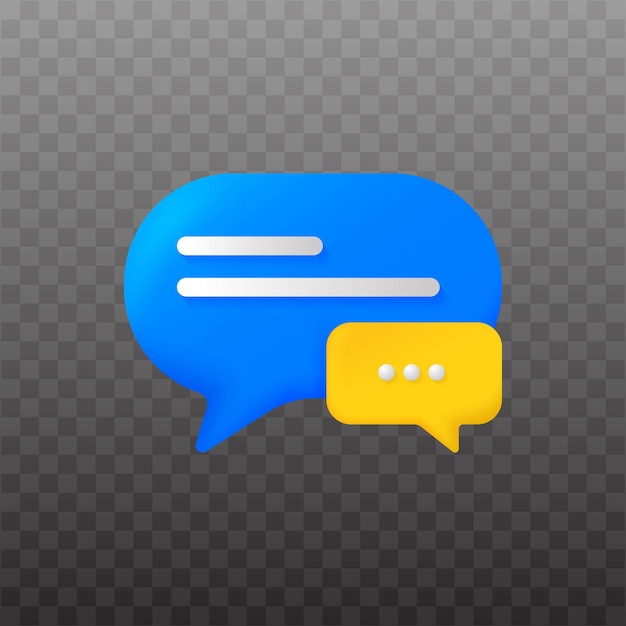 Vector chat de burbuja azul y amarillo 3d