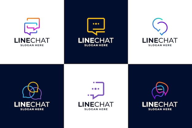 Chat de burbuja con diseño de logotipo de arte de línea