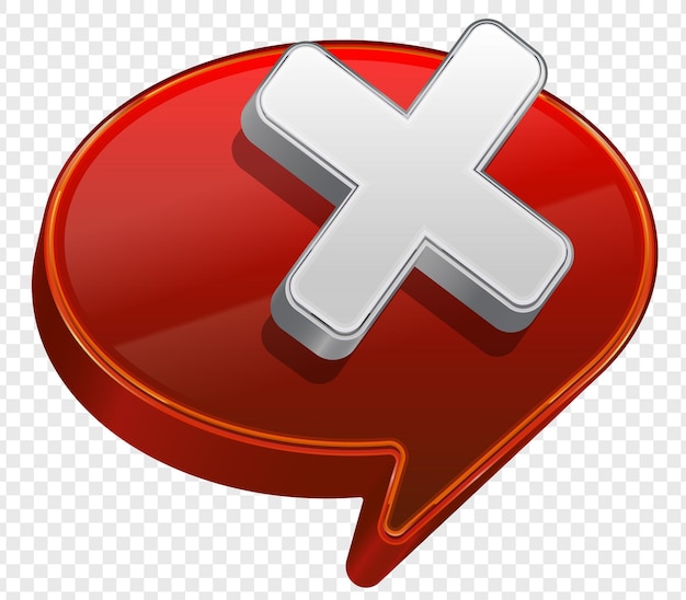 Chat de burbuja de mensajería aislada con signo de cruz