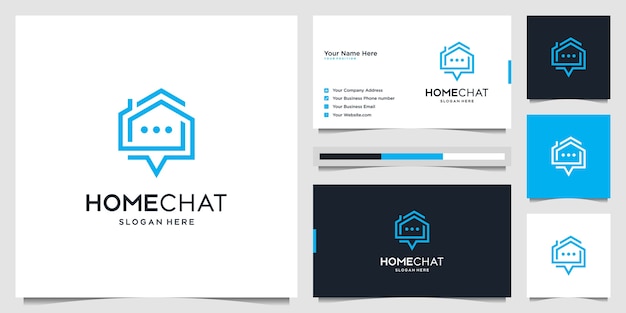 El chat en casa creativo combina el icono de inicio, conversación y burbuja. símbolo icono aplicación social logotipo y tarjeta de visita