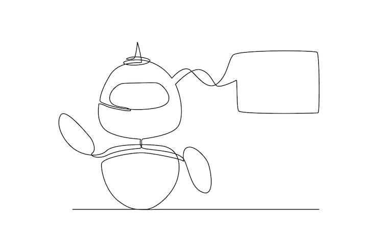 Vector chat de dibujo de una sola línea con el robot concepto de chatbot para teléfono inteligente y portátil ilustración de vector gráfico de diseño de dibujo de línea continua
