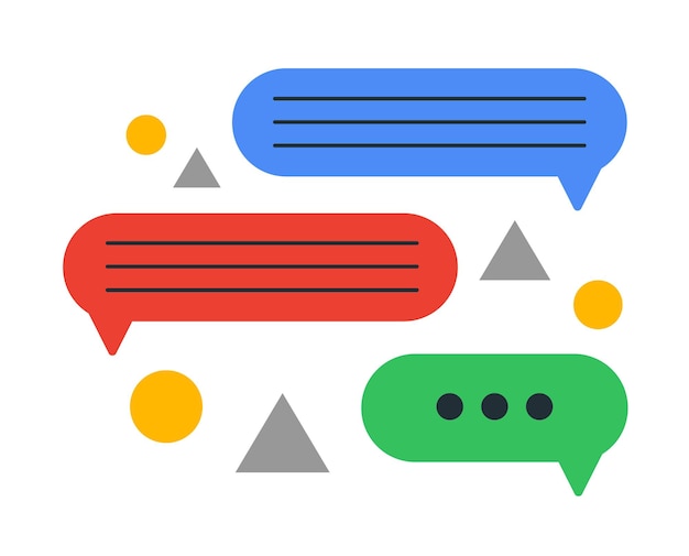 Vector chat en globos de mensajeros e iconos para la comunicación ilustración vectorial en fondo blanco