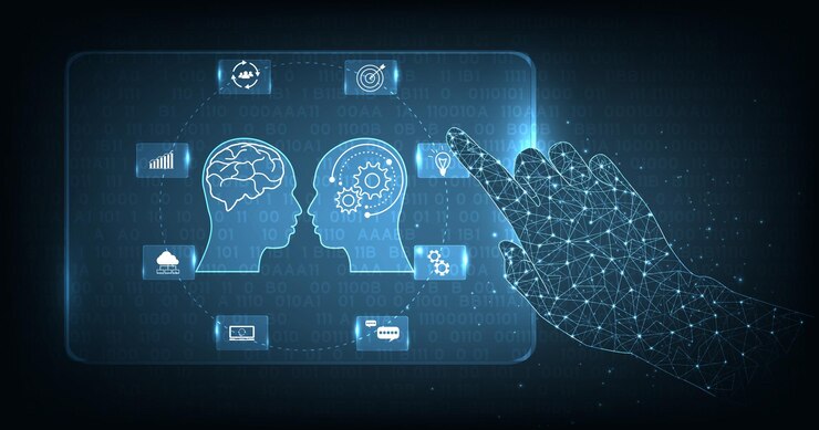 Vector chat humano con ia o inteligencia artificial