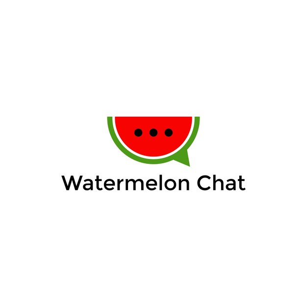 Chat logo forma sandía fruta rebanada icono vector