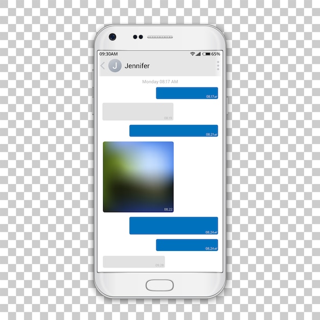 Vector chat messenger en la pantalla del teléfono.