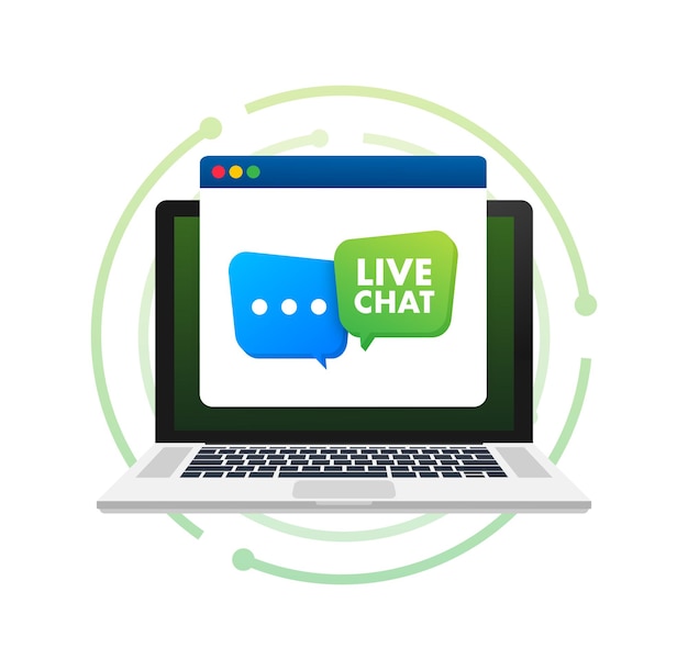 Chat en vivo Servicio de soporte Comunicación en vivo Ilustración de stock vectorial