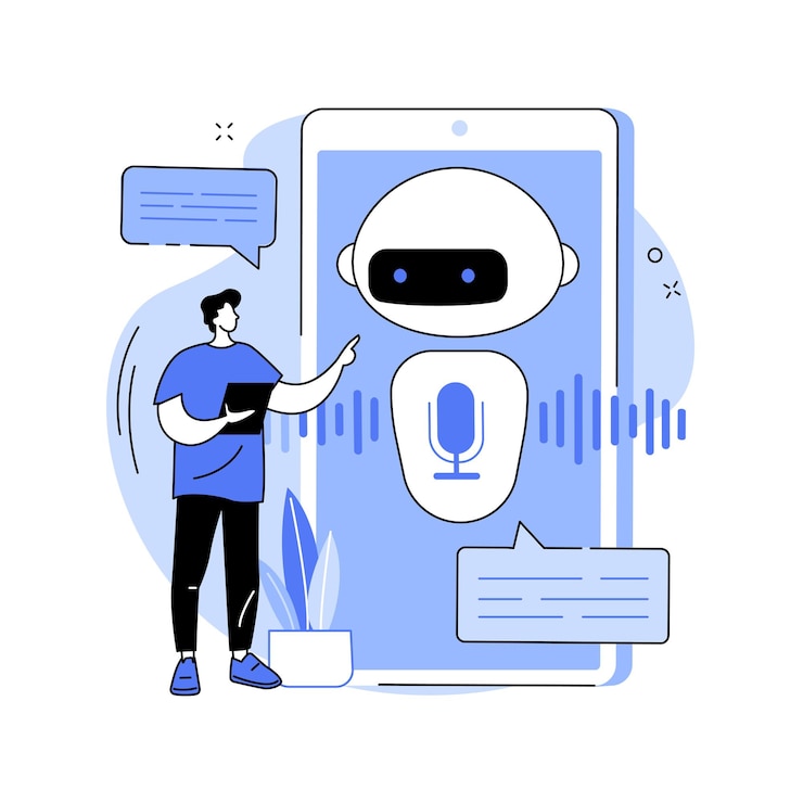 Vector chatbot asistente virtual controlado por voz concepto abstracto ilustración vectorial