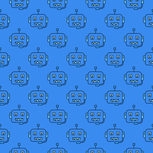 Chatbot Character vector AI Robot concepto azul de patrones sin fisuras