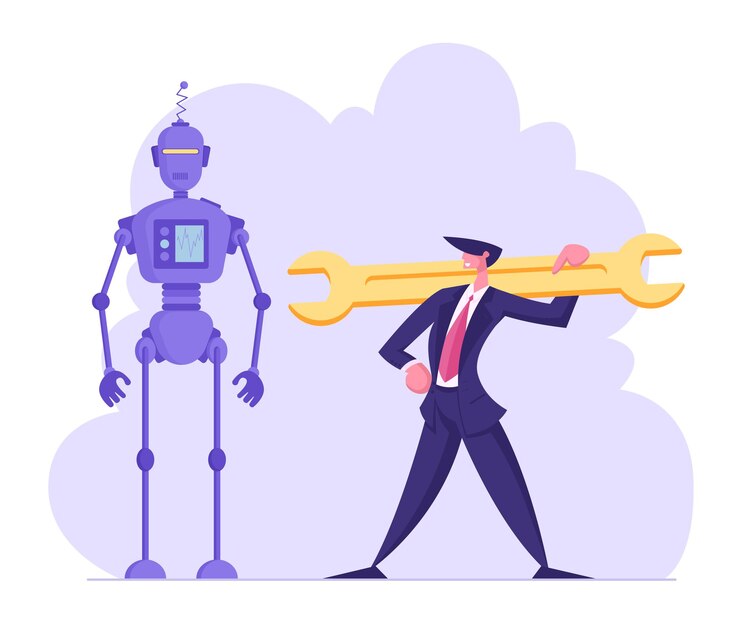 Vector chatbot de ingeniería robótica y automatización en concepto de negocio