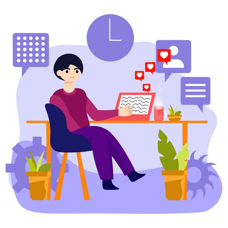 Chatea con la ilustración de vector profesional de influencer de redes sociales