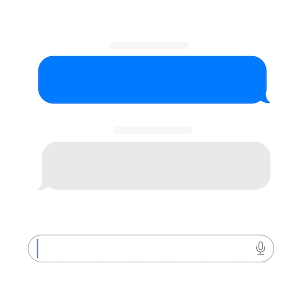 Chats de burbuja de mensajes para teléfonos inteligentes con cajas de chat vectoriales diseñadas para aplicaciones de mensajería móvil