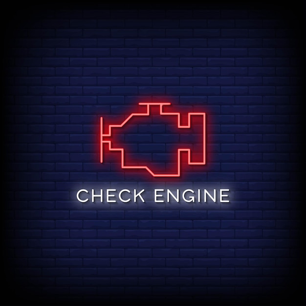 Check engine logo estilo de letreros de neón