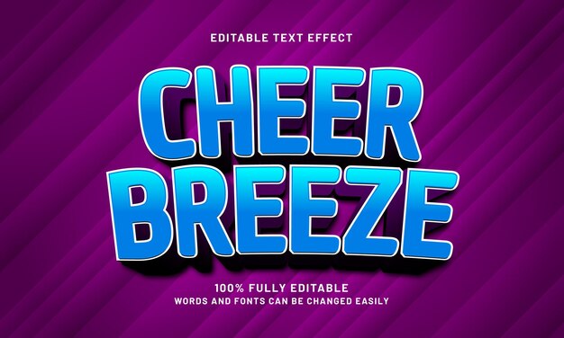 Cheer Breeze efectos de texto editables con un tema para niños y juegos