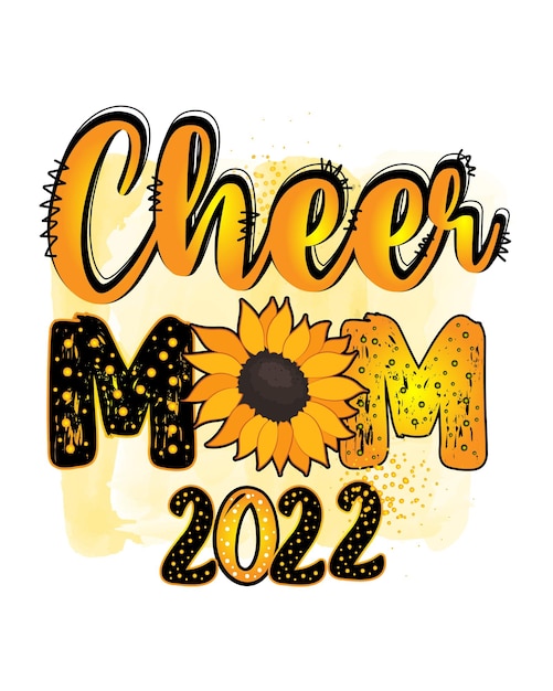 Cheer mom 2022 diseño de camiseta de sublimación de girasol camiseta de sublimación de girasol