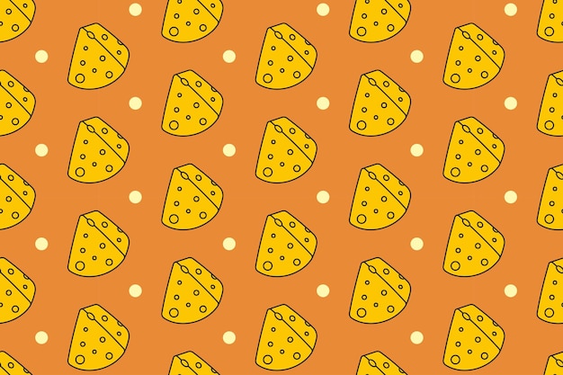 Cheese slice with dot colorful pattern on tan background for foods label packaging and merchandise