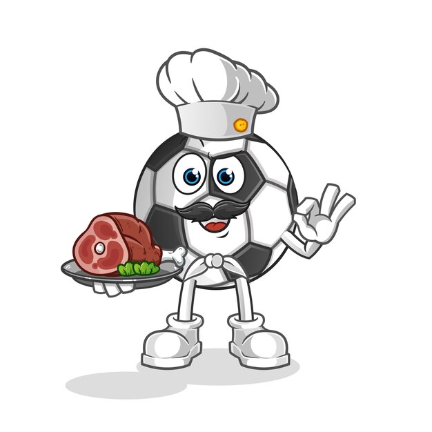 Chef de bola con dibujos animados de mascota de carne