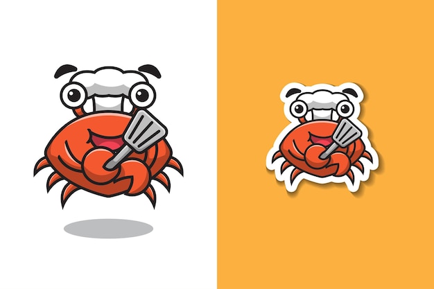 Vector chef de cangrejo con ilustración de espátula
