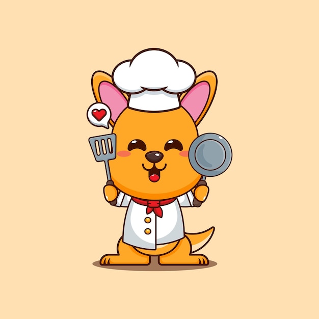 chef canguro mascota personaje de dibujos animados