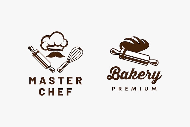 Chef cocina panadería logo premium