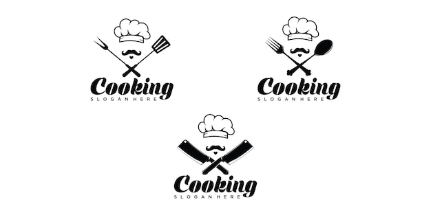 Chef cocina set plantilla de logotipo
