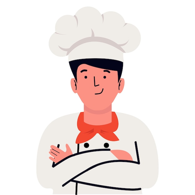 Chef, cocinero, sonriente, vector, caricatura