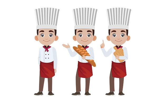 Chef con diferentes poses. vector