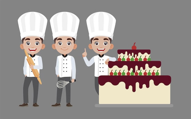 Chef con diferentes poses. vector