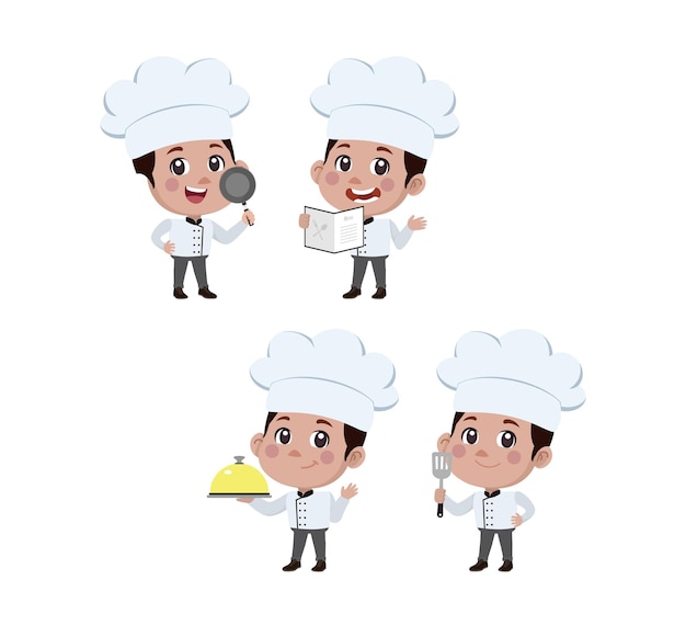 Vector chef con diferentes poses. vector