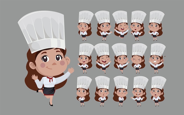 Chef con diferentes poses. vector