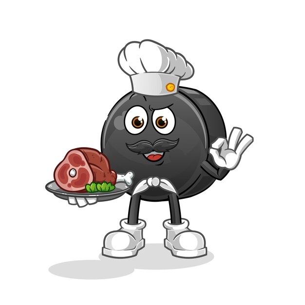 Chef de disco de hockey con mascota de carne