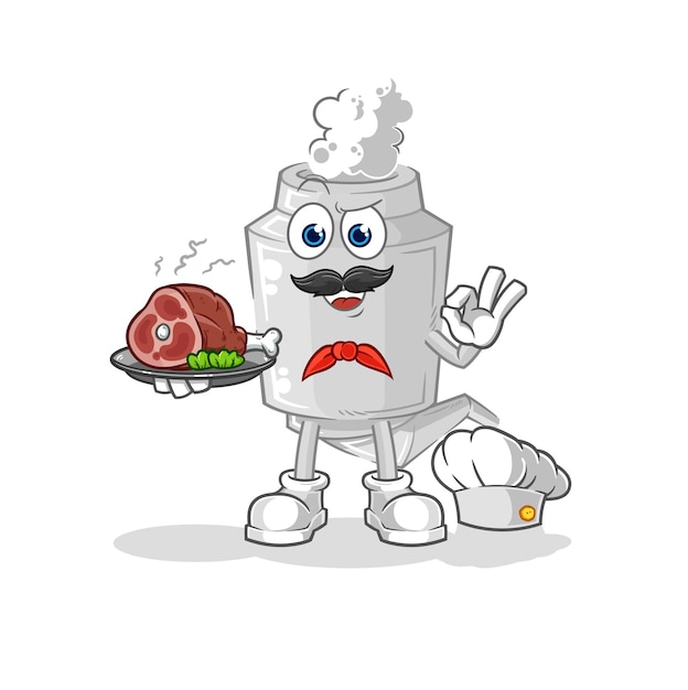 Chef de escape con vector de dibujos animados de mascota de carne