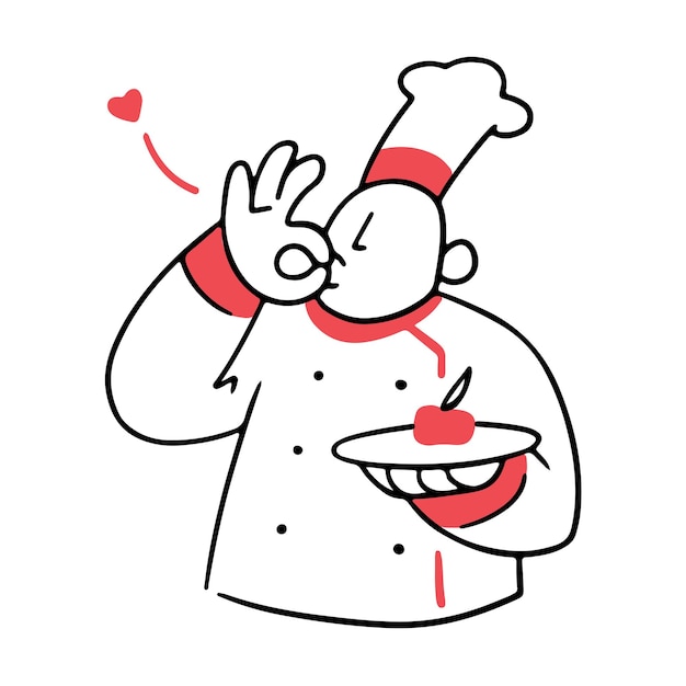 Chef haciendo una buena ilustración vectorial de postre