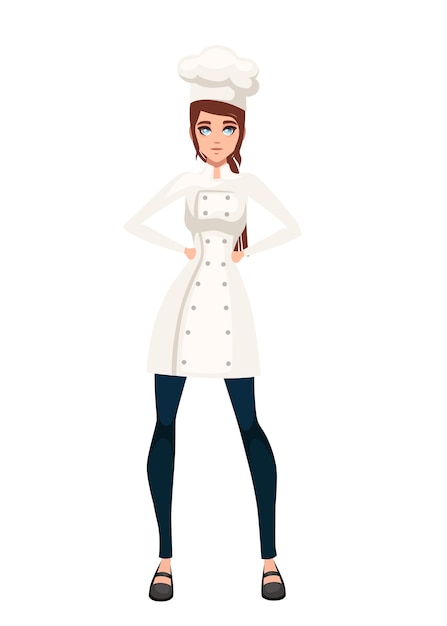 Chef de hermosas mujeres con cabello castaño