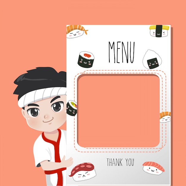 Vector el chef de japón recomienda el menú de comida,