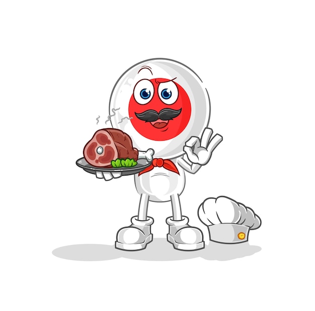 Chef de Japón con vector de dibujos animados de mascota de carne