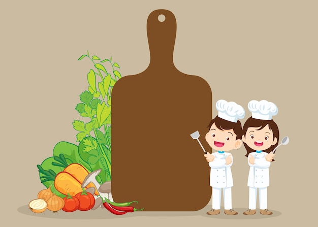 Chef Kids Plantilla de diseño de clase de cocinaLindo pequeño chef cocinando menú de comida
