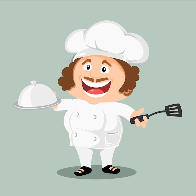 Vector chef listo para cocinar.