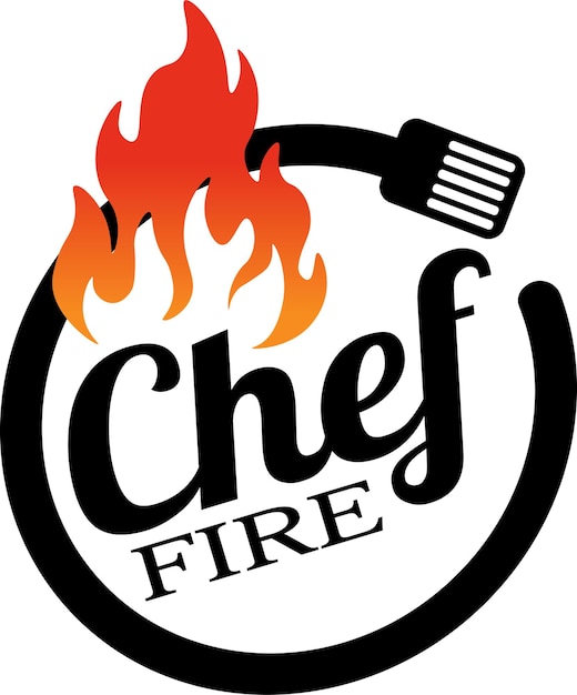 Vector el chef del logotipo fuego el chef del logotipo