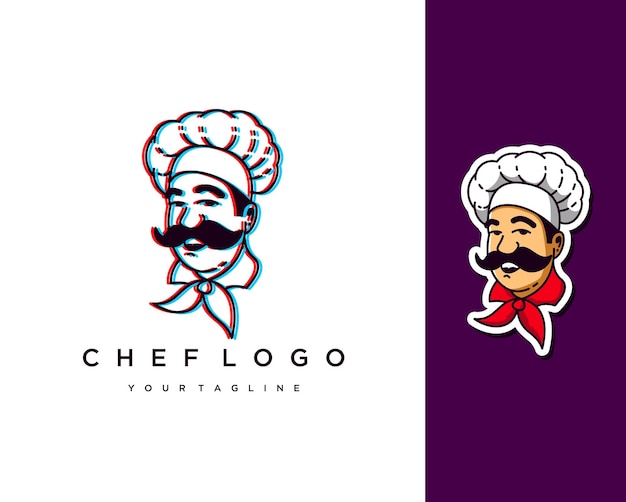 Vector chef man con tu marca. mascota del logotipo del chef.