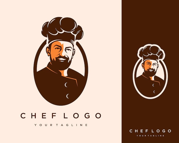 Chef man con tu marca. Mascota del logotipo del chef.