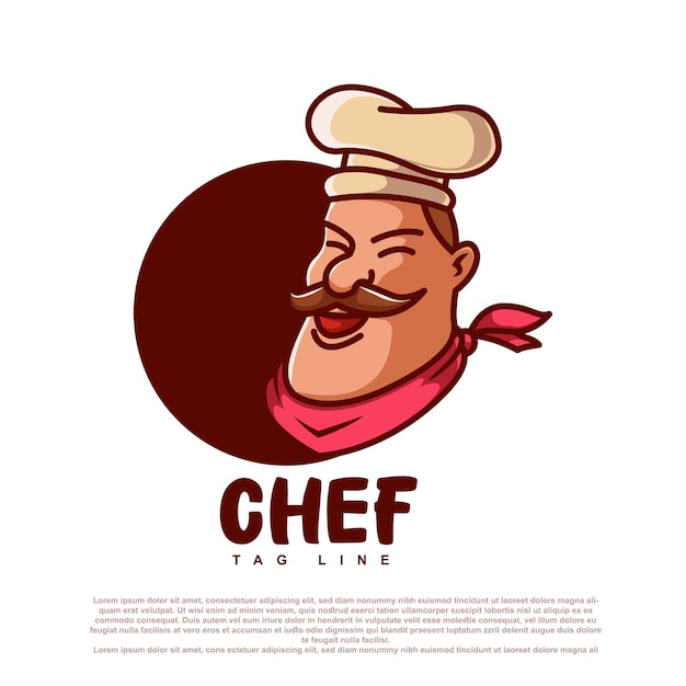 Chef mascota cara logo vector ilustración