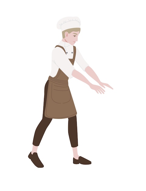 Chef masculino cocinero profesional panadería dibujos animados carácter diseño plano vector ilustración aislado sobre fondo blanco