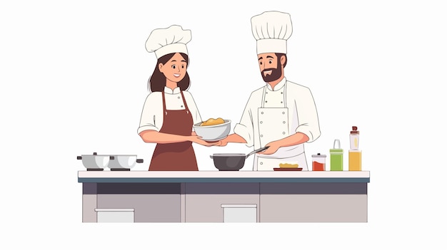 Chef mujer cocinando en vista de ángulo alto