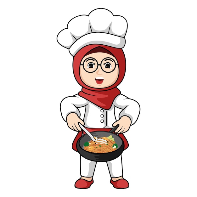 El chef musulmán sonriente cocinando