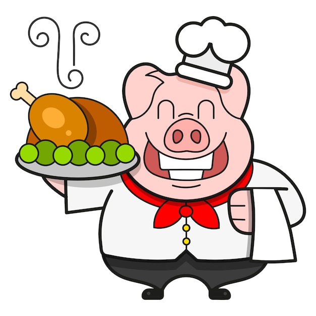 Chef Con Pato Asado En Una Bandeja, Bon Appetit.